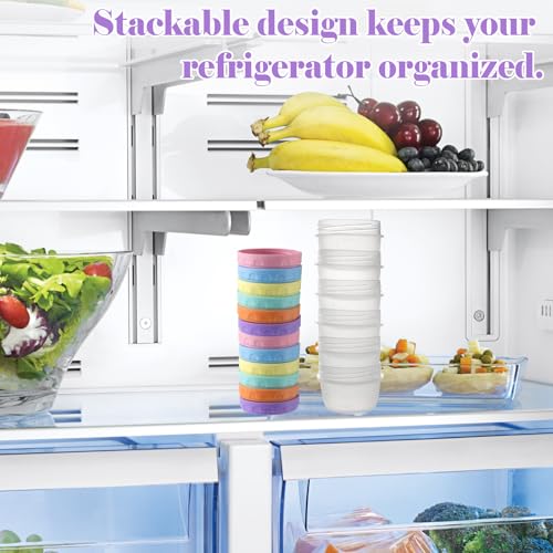 YunJoyous Pack of 12 Small Freezer Containers 80 ml with Lid Leak-Proof Storage Containers BPA-Free Mini Food Storage Containers for Snacks Jams Sauces etc. (6 Colours) — view 6