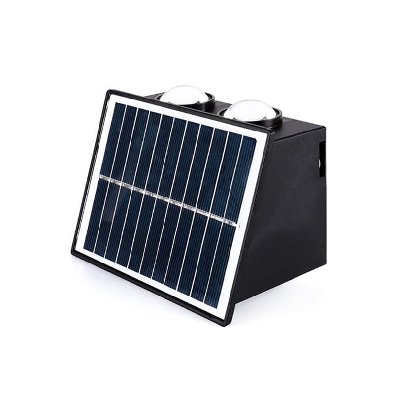 Image of kh Solar Outdoor Wall Light Up & Down | 4 LED Solar Wall Lamp with Warm White Light | IP65 Waterproof Exterior Lighting for Garden, Patio, Balcony, Garage, Pathway & Home Wall (1 Piece)