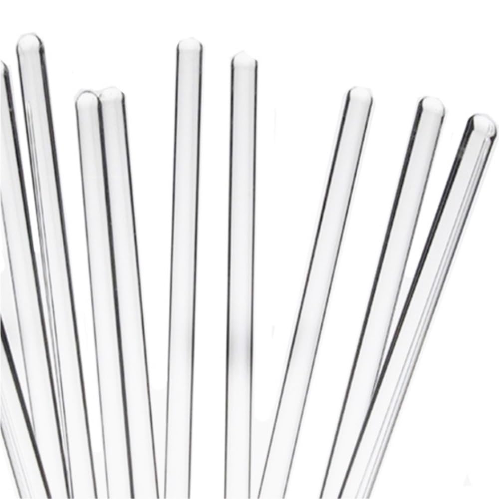 Asta di agitazione trasparente 10/30 barre di drenaggio in vetro dritto forma lunga, con estremità arrotondata, resistenza al borosilicato(8mmX40cm)