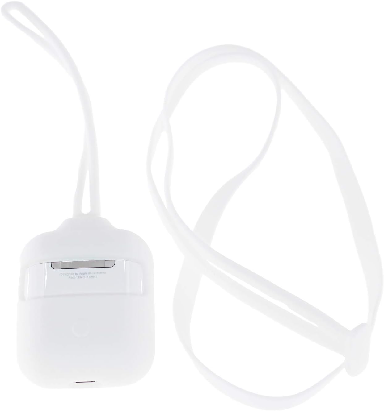 Airpod Case, ifctn Silicone Two Lanyards Shockproof and Drop Proof Protective Soft Skin Case Cover Compatible with Apple Airpods 2 &1 (White)