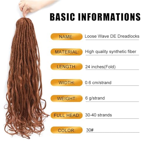 DT CHERYL Extensions de Dreadlocks OnduléEs LâChes SynthéTiques FrançAises BoucléEs à Double ExtréMité 24 Pouces 10 Brins Minces Doux BoucléS de Extensions De Dreadlock Pour Femmes (30#) – vue 3