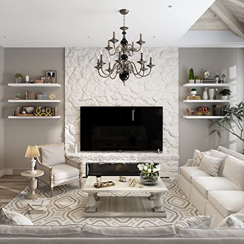 Welland 12" Deep White Floating Shelves, Floating Shelf Wall Shelf Display Floating Shelf, 47.24" L X 11.81" D X 2" T, Deeper Than Others, White #TOP5