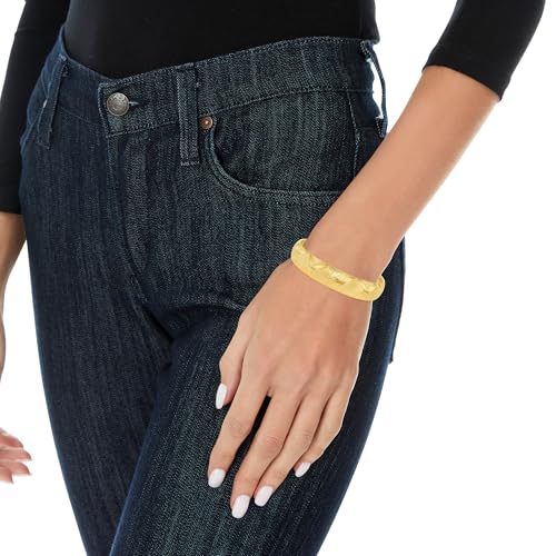 Floreo 10k Yellow Gold 12mm Classic Satin Finish Textured Flex Bangle Bracelet2