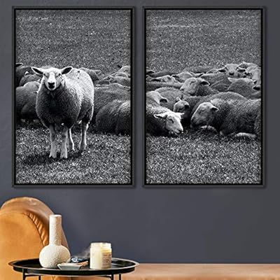signwin 2 Piece Framed Canvas Wall Art Flock...