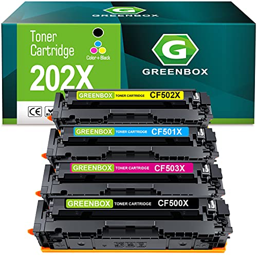 GREENBOX Compatible Toner Cartridge Replacement for HP 202X 202A CF500X CF501X CF502X CF503X for Color Pro M281fdw M281cdw M254dw M254 M254nw Printer (1 Black 1 Cyan 1 Magenta 1 Yellow)