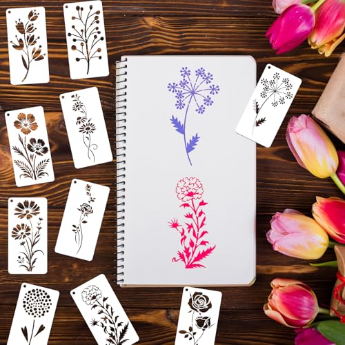 DZXCYZ 32 Pcs Wildflower Stencils for Painting on Wood, Reusable Flower Leaf Stencils Plastic DIY Craft Drawing Templates Set for Wall Paper Canvas Home Decor by DZXCYZ - Used condition - Image 8
