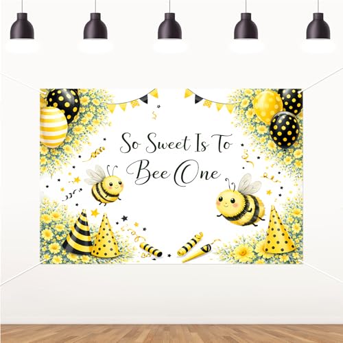 ZestZing Bumble Bee 1st Birthday Backdrop 5x3ft Yellow so Sweet