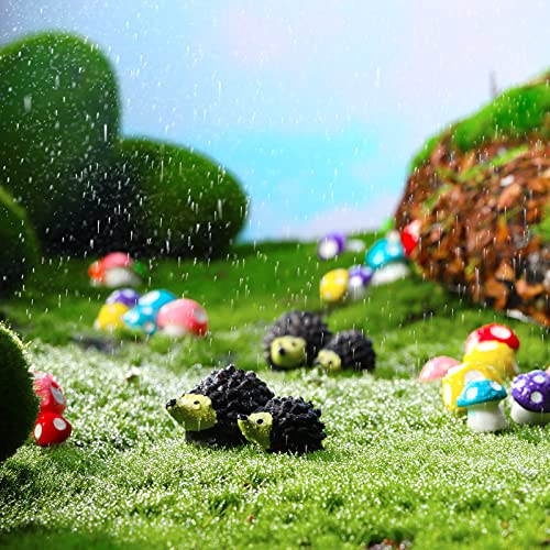 50 Pieces Fairy Garden Mushrooms And 4 Pieces Mini Hedgehog Garden Statue Mini Fairy Garden Accessories Outdoor Micro Landscape Ornaments For Garden Dollhouse Potted Plant Bonsai Terrarium Decor #TOP4