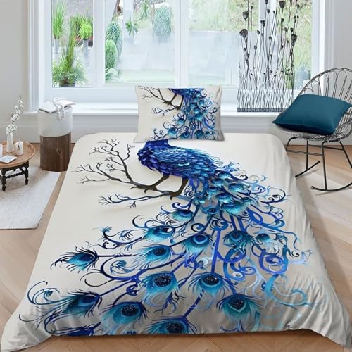 Housse de couette paon animal printed pour transformer l'ambiance d'une chambre adulte ou enfant - 3