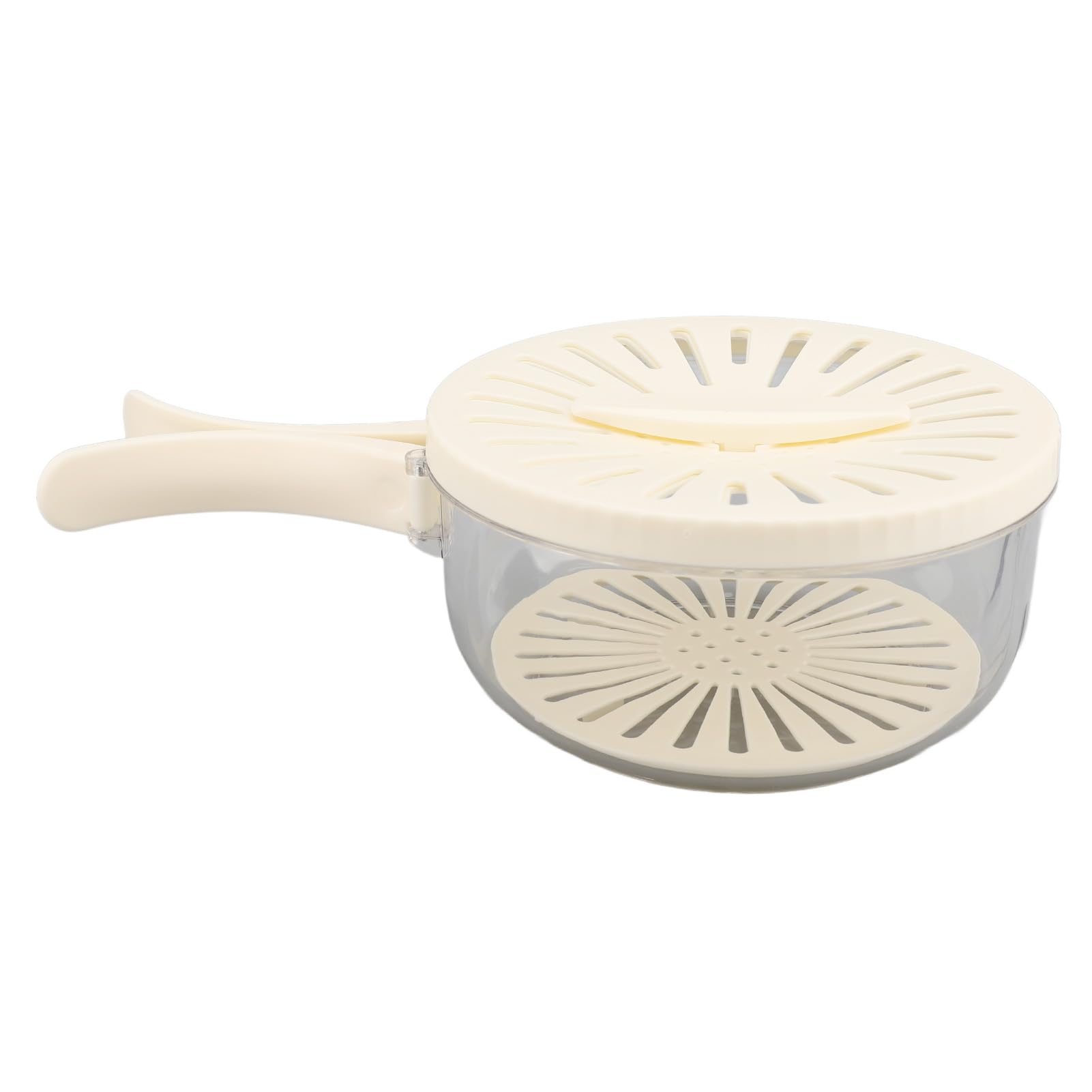Bol de Lavage de Fruits et Légumes Multifonctionnel, Boîte de Rangement de Vidange à Double Couche, Poignée Pliable pour le Stockage des Aliments, Pique-niques (WHITE