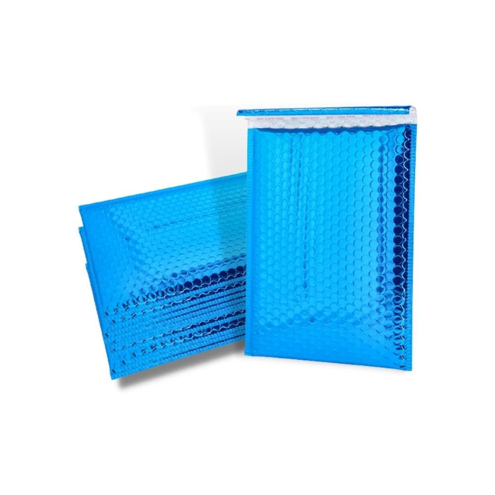 PSBM Metallic Bubble Mailers, 6.75x7 Inch, Blue, 250 Pack, Shiny Padded Shipping Envelope Glamour Mailers, Self Seal & Peal Strip