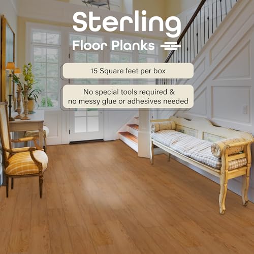Sterling Vinyl Plank Flooring 2.0mm, 10 Planks - 6" x 36", Medium Oak - No Adhesive Needed, Embossed DIY Flooring - Natural Wood Grain Feel for Kitchen, Dining Room, & Bedrooms by Achim Home Décor by ACHIM - Image 2