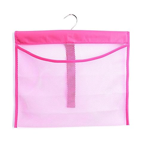 ALYER Hanging Mesh Shower Pockets for 34oz/1000ml Shampoo and Conditioner,Colorful Bath Toy Organizer,Hanging Tandem Type Closet Accessories Storage,Pink Cover