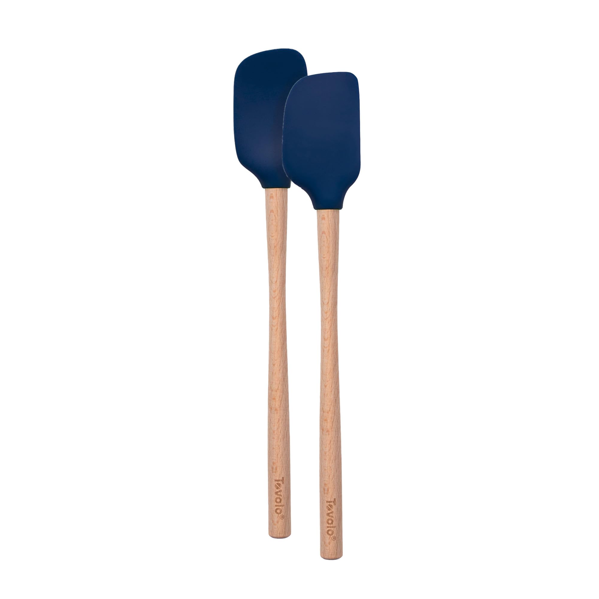 Mini Spoon Spatula Wooden Handle Set for Cooking & Baking, Heat Resistant Safe for Cast Iron BPA Free Silicone Mixing Tool Natural Wood Perfect for Scraper Mixing Spooning, Deep Indigo