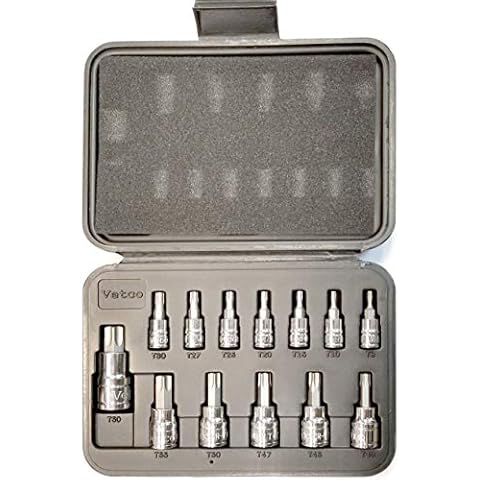 VETCO 13-Piece Torx Bit Socket Set T8-T60, S2 Steel Cover