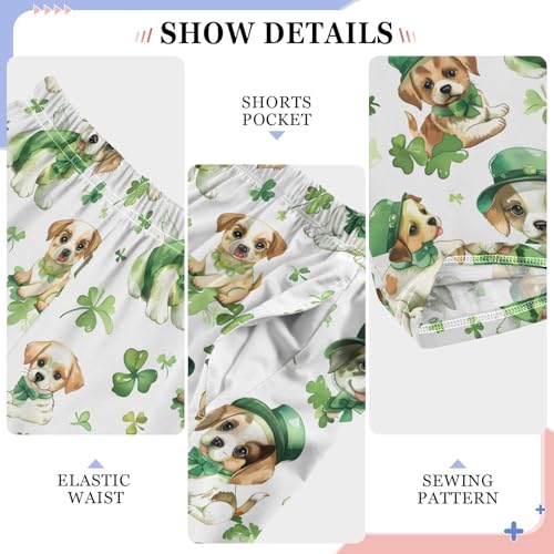 Four-leaf Clover Dog Pajamas Bottoms with Pockets Comfy Pjs Sleepwear Elastic Waistband Pajamas Pants Lounge Pants for 6-14 Years4