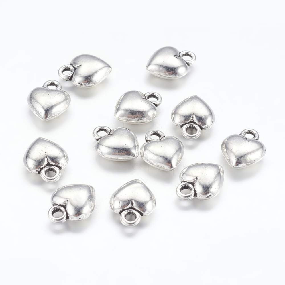 Craftdady 20 PCS Tibetan Style Antique Silver Mini Small Love Heart Alloy Metal Valentines Day Charms Charms Pendants, Lead Free & Cadmium Free, 11.5x9x4.5mm