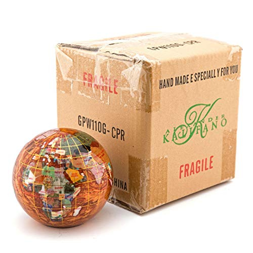 KALIFANO 4\" (110 mm) Gemstone Globe Paperweight with Copper Color Opalite Ocean Color - Thumbnail 6