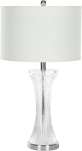 SAFAVIEH Lighting Collection Zelda - Lámpara de mesa moderna de cristal transparente de 25 pulgadas para dormitorio, sala de estar, oficina,