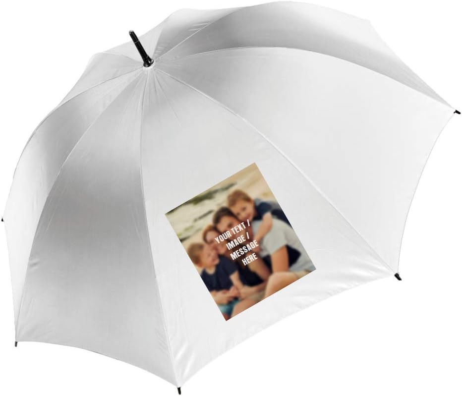 GetagiftPersonalised with Your own Text Image Name Message Themed White Storm Umbrella for Mothers Day,Fathers Day,Birthday,Christmas,Good for Company Promotion, Wedding Gift idea.