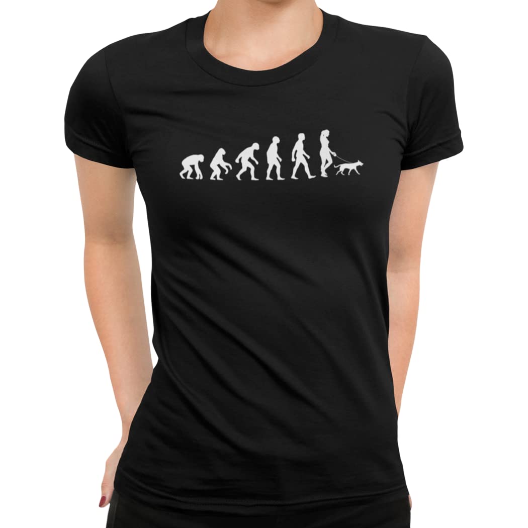 Getting Shirty Dog Walker Evolution Women's T-Shirt (S, Black)