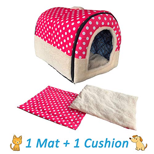 ANPI 2 en 1 Casa y Sofá para Mascotas, Lavable a Máquina Casa Nido Cueva Cama de Perro Gato Puppy Conejo Mascota Antideslizante Plegable Suave Calentar con Cojín Extraíble, 3 Tamaños