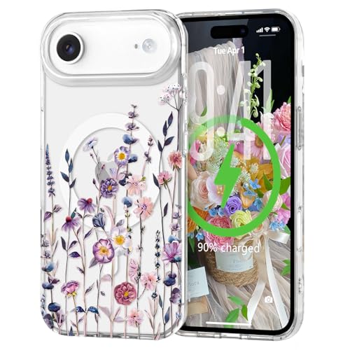 L-FADNUT for iPhone Air Case [Compatible with Magsafe], Cute Flower Girls Women Clear Cover Silicone Shockproof Protective Cover Pretty Floral Pattern for iPhone 17 Air 6.5 Inch,Muticolor by L-FADNUT - Used condition - CA$3.67