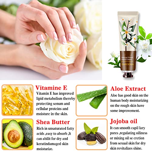 5 Pack Natural Botanical Fragrance Hand Cream Travel Gift Set For Chapped And Work Hands,Moisturizing Mini Hand Lotion Travel Size For Men And Women,With Natural Shea Butter And Aloe Vera - 30Ml #TOP2