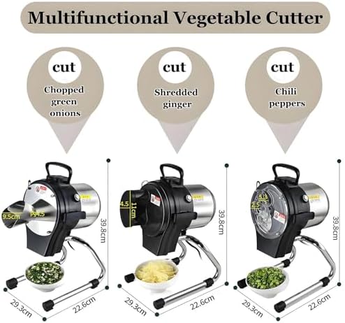 Commercial Electric Vegetable Cutter 110W - Multifunctional Stainless Steel Slicer for Spring Onions, Peppers & More - Dual Feed Ports for Effortless Chopping (FC-110SC)