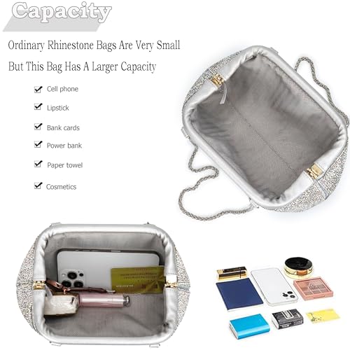 Image of BBTT.ful Flower Evening Handbags Crystals Clutch Purses Rhinestone Shoulder Crossbody Bag