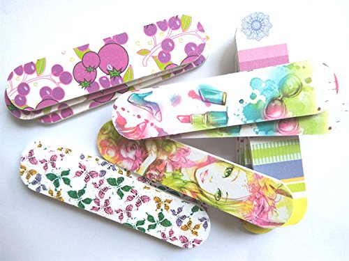 12 PCS Double Mini Sided Professional Nail Files Nail Buffer Slim Crescent Grit