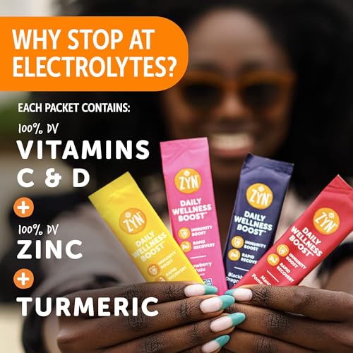 ZYN Electrolyte Drink Mix Hydration Packets, Electrolytes Powder, Hydration Packets w/Turmeric Curcumin, Vitamin C, Vitamin D, Zinc, Hydrate... - Image 3