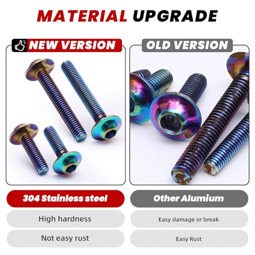 Image of M5 M6 Stainless Steel Motorcycle Fairing Bolts, 177Pcs | Windscreen Screws, Fastener Clips, High Strength, Universal Fit for Sportbike Kawasaki Suzuki Honda Yamaha BMW Ducati GSXR