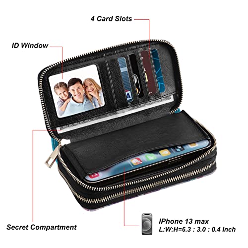Image of Double Zipper Wallet for Woman Clutch Purse with Cell Phone Holder for Smartphone /Card /Coin /Cash