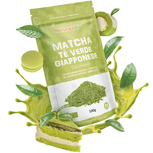 Tè Verde Matcha Biologico in Polvere - Grado Culinario - da 100g. Prodotto in Giappone Uji, Kyoto