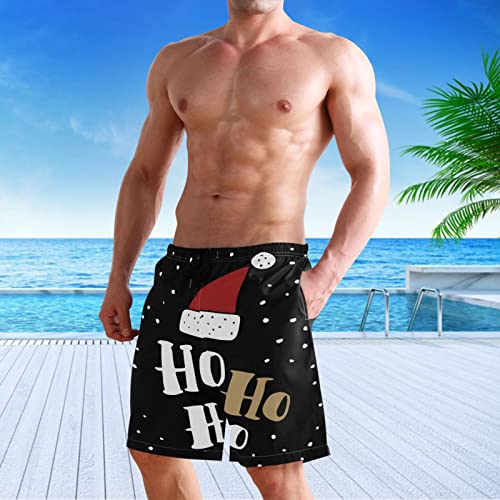 visesunny Funny Christmas Hohoho Black Men's Swim Trunks Quick Dry Bathing Suits Beach Holiday Party Swim Shorts4