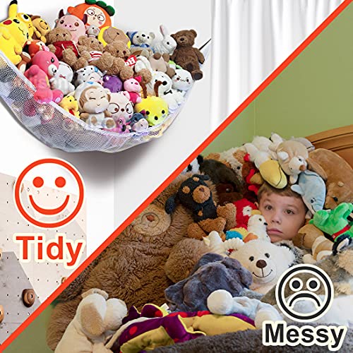 Gulisanto Stuffed Animal Net Hammock, 2 Pack, 67'' Kids Room Organizers Storage Ideas For Plush Toys, Corner Wall Hanging Mesh Net For Babies Nursery #TOP2