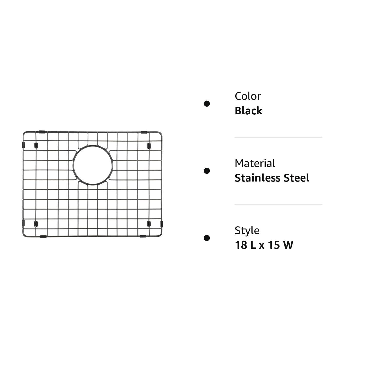 Starstar Sink Protector Grid – 15" X 13" Matte Black 304 Stainless Steel Bottom Rack With Soft Bumpers For Kitchen Sinks