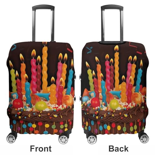 Happy Birthday Big Cake Elastic Luggage Cover Suitcase Protector for 19-32 Inch Suitcases | Universal Stretchable Travel Bag Cover | Anti-Scratch, Washable with Zipper Closure S3