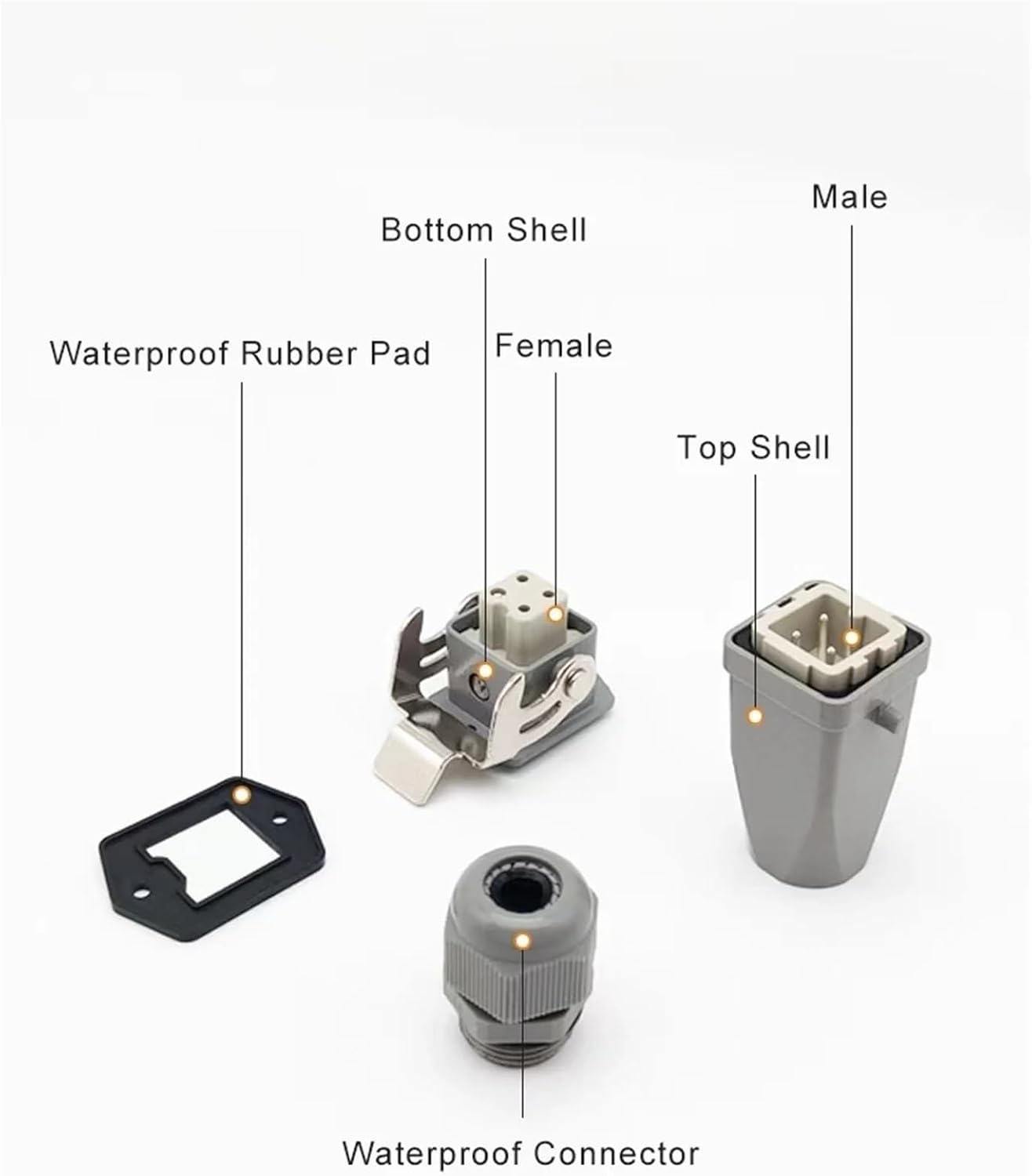 1pc Heavy Duty Connector 4/5/6/8 Core Pins Male Female Insert HDC-HA Rectangular Waterproof Industrial Aviation Socket(Al121808f-xrg)