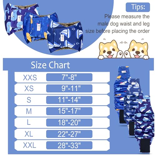 Image of Reusable Dog Diapers Male 3Pcs, Premium Washable Belly Bands for Male Dogs Large, High Absorbing Male Dog Wraps for Doggie Puppy Excitable Urination and Training(Sailboat, L)