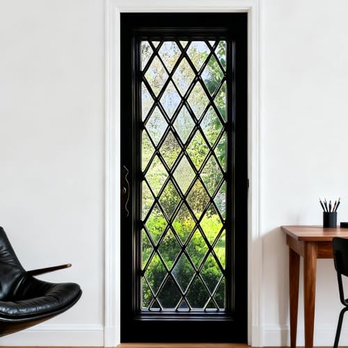 Image of Nuxovilar Diamond Lattice Door Stickers Peel Stick PVC 30.3x78.7 in
