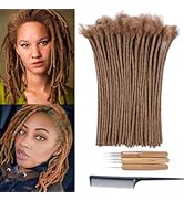 Huarisi 0.6cm Thickness 12 Inch 60Strands Auburn Real Human Hair Dreadlock Extensions for Man Wom...
