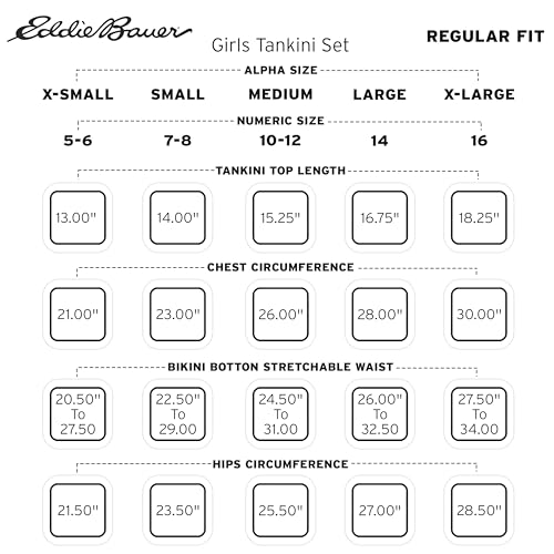 Image of Eddie Bauer Girls' UPF 50+ Swim Bikini Bottom and Racerback Tankini Set