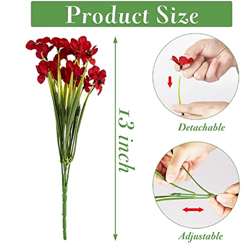 Taomika 20 Bundles Artificial Flowers Outdoor Uv Resistant Fake Flowers No Fade For Patio Porch Window Box Home Wedding Farmhouse Decor (Deep Red) #TOP2