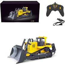 1/16 Remote Control Bulldozer for Adults, 2.4G 11CH RC Bulldozer with LED Lights Sound Effects, Dual-Direction Heavy-Duty RC Construction Tracked Engineering Vehicle Gift -RTR
