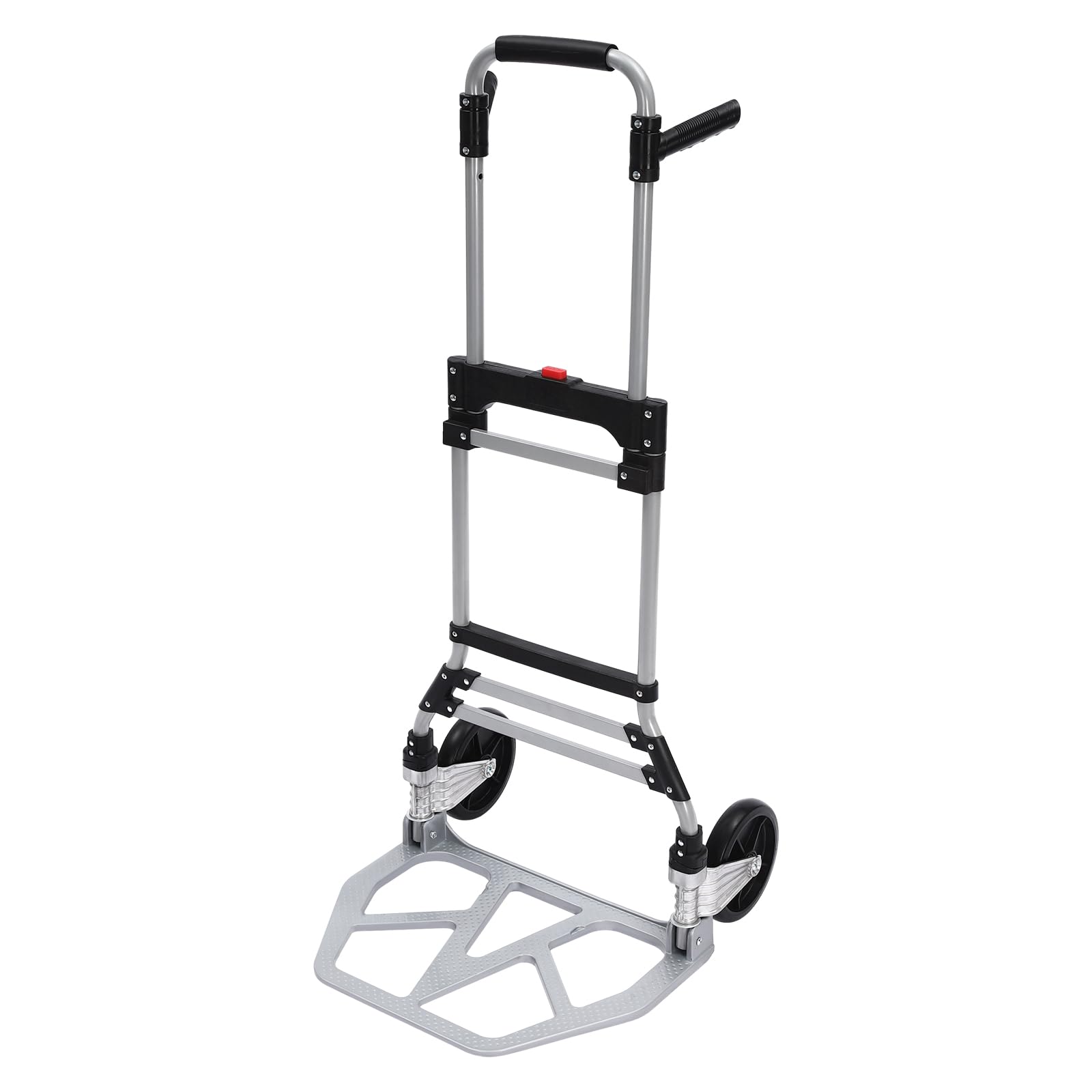 Carro de transporte 2 en 1, carretilla de mano y plataforma de aluminio, plegable, sistema de transporte, mango telescópico, incluye ruedas y cuerdas expansoras de hasta 120 kg