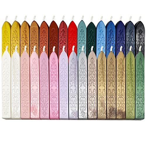 30 Pieces Sealing Wax Sticks with Wicks for Snail Mail Wedding Invitations Wine Packaging Vintage Decoration