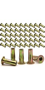 Uxcell M8 Multi-Grip Rivet Nuts Pre-Bulbed Shank Flat Head Threaded Insert Nuts Carbon Steel Zinc White Plated 25 Pcs