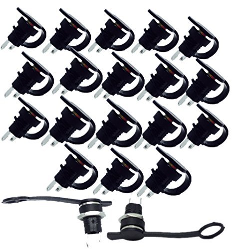 Lsgoodcare 20Pack 5.5 x 2.1 MM DC Power Jack Socket Female Threaded Mount Connector Adapter with Dustproof Plug (5.5 x 2.1 MM)